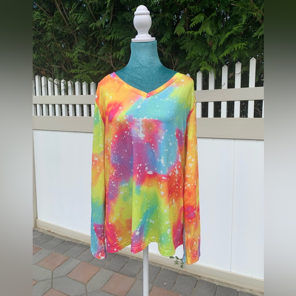 Tye Dye/ White Splatter Long Sleeve Tee (NEW)